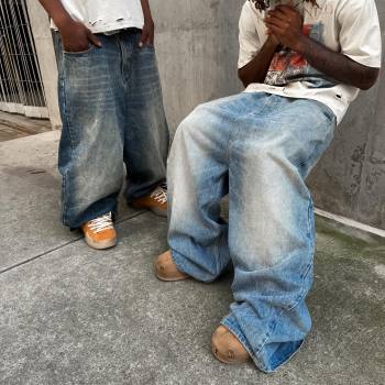 Custom Clothing Manufacturers Acid Wash 100% Cotton Casual Denim Trousers