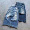 Custom Clothing Manufacturers Acid Wash 100% Cotton Casual Denim Trousers
