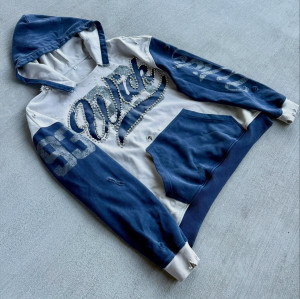 Custom Clothing Manufacturers Rhinestones Distressed Digital Printing Hoodies