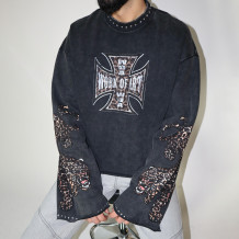 Custom Clothing Manufacturers Digital Printing Rhinestones Raw T-shirt