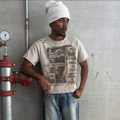 Custom Clothing Manufacturers Screen Printing Distressed Raw T-shirt