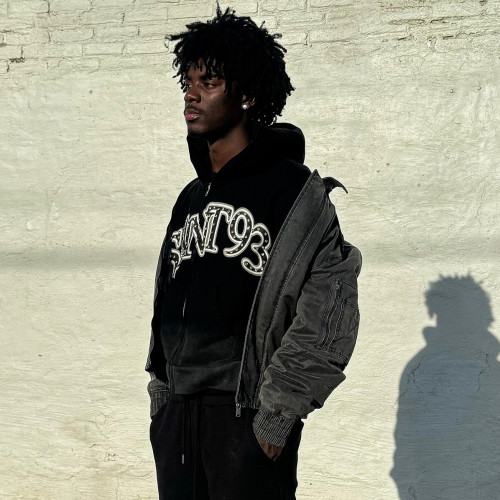 Custom Clothing Manufacturers Acid Wash Digital Printing Rhinestone Hoodies