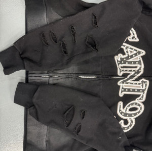 Custom Clothing Manufacturers Acid Wash Digital Printing Rhinestone Hoodies