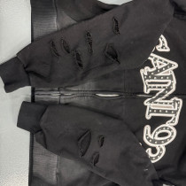 Custom Clothing Manufacturers Acid Wash Digital Printing Rhinestone Hoodies