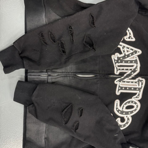 Custom Clothing Manufacturers Acid Wash Digital Printing Rhinestone Hoodies