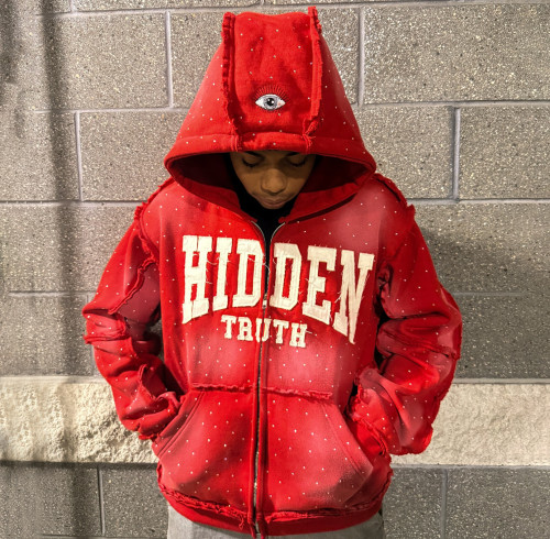 Custom Clothing Manufacturers Applique Embroidery Rhinestones Hoodies