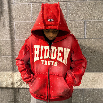 Custom Clothing Manufacturers Applique Embroidery Rhinestones Hoodies