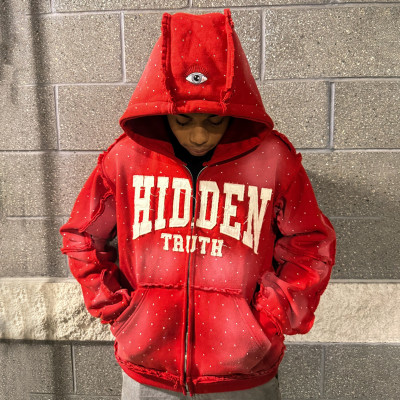 Custom Clothing Manufacturers Applique Embroidery Rhinestones Hoodies