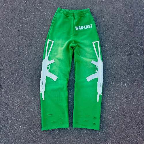 Custom Clothing Manufacturers Acid Wash Appliqué Embroidered Sweatpants