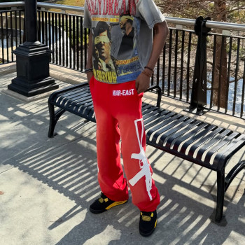 Custom Clothing Manufacturers Acid Wash Appliqué Embroidered Sweatpants