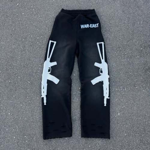 Custom Clothing Manufacturers Acid Wash Appliqué Embroidered Sweatpants