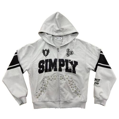 Custom Clothing Manufacturers Digital Printing Rivets Distressed Hoodie