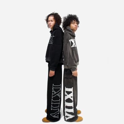 Custom Clothing Manufacturers Applique Embroidery Acid Wash Sports suit