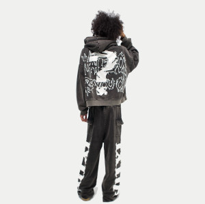 Custom Clothing Manufacturers Applique Embroidery Acid Wash Sports suit