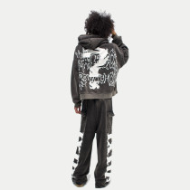 Custom Clothing Manufacturers Applique Embroidery Acid Wash Sports suit