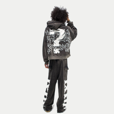 Custom Clothing Manufacturers Applique Embroidery Acid Wash Sports suit