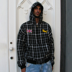 Custom Clothing Manufacturers Embroidery 100% Cotton Plaid Hoodie