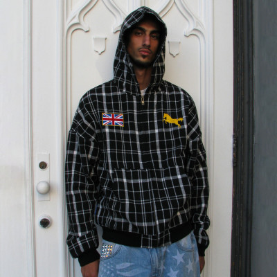 Custom Clothing Manufacturers Embroidery 100% Cotton Plaid Hoodie