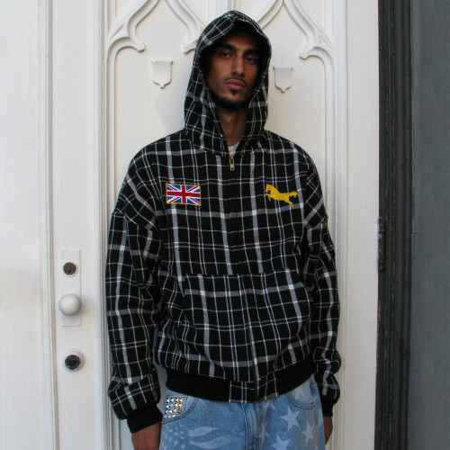 Custom Clothing Manufacturers Embroidery 100% Cotton Plaid Hoodie