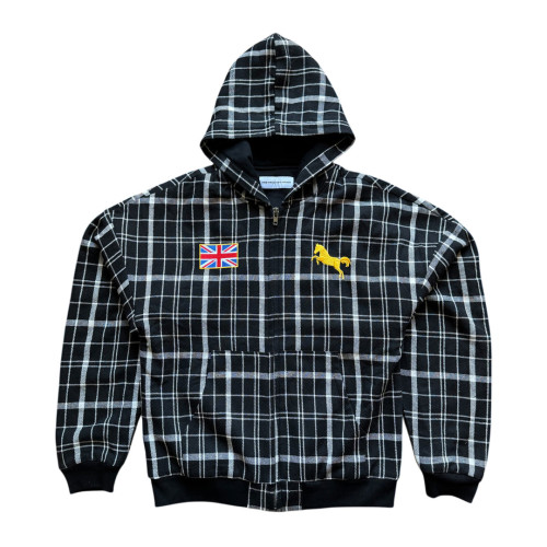 Custom Clothing Manufacturers Embroidery 100% Cotton Plaid Hoodie