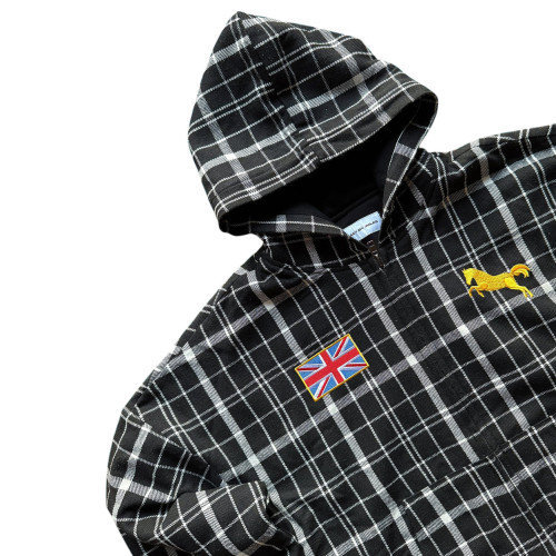 Custom Clothing Manufacturers Embroidery 100% Cotton Plaid Hoodie