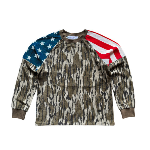 Custom Clothing Manufacturers Digitally Printed Cotton Waffle Knit T-shirt