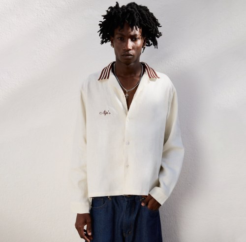 Custom Clothing Manufacturers Embroidered Linen Striped Collar Shirt