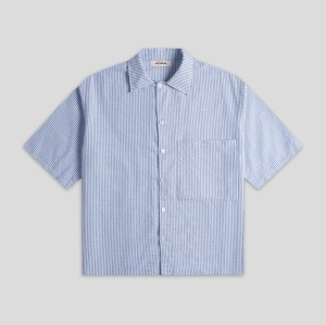 Custom Clothing Manufacturers Embroidered Logo 100% Cotton Striped Shirt