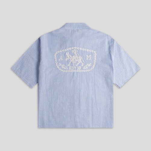 Custom Clothing Manufacturers Embroidered Logo 100% Cotton Striped Shirt