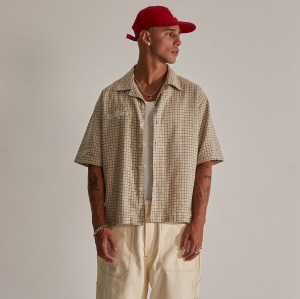 Custom Clothing Manufacturers Embroidered Plaid Shirt