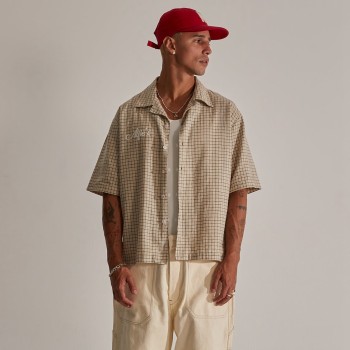 Custom Clothing Manufacturers Embroidered Plaid Shirt