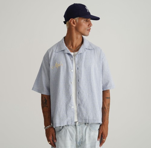 Custom Clothing Manufacturers Embroidered Logo 100% Cotton Plaid Shirt