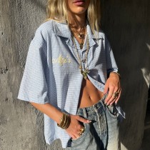 Custom Clothing Manufacturers Embroidered Logo 100% Cotton Plaid Shirt