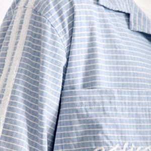 Custom Clothing Manufacturers Embroidered Logo 100% Cotton Striped Shirt