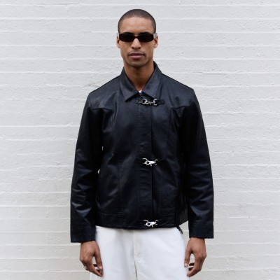 Custom Clothing Manufacturers PU Leather Jacket With Shirt Collar