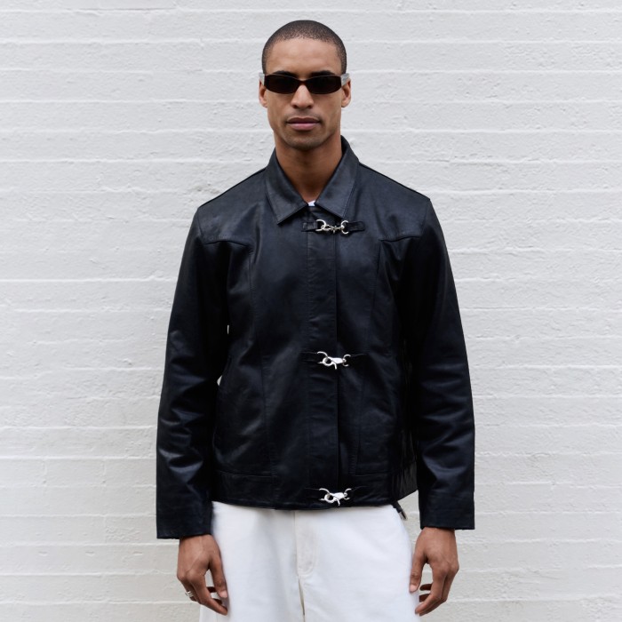 Custom Clothing Manufacturers PU Leather Jacket With Shirt Collar