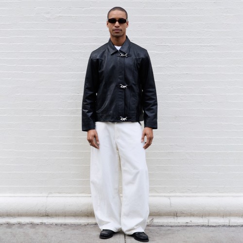 Custom Clothing Manufacturers PU Leather Jacket With Shirt Collar