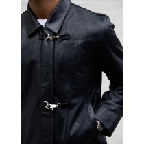 Custom Clothing Manufacturers PU Leather Jacket With Shirt Collar