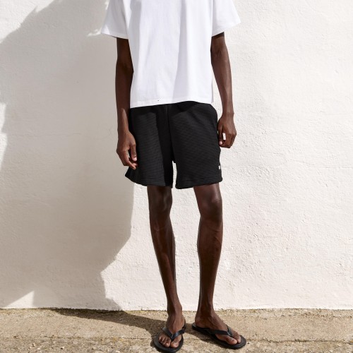 Custom Clothing Manufacturers Embroidered Logo Waffle-knit Striped Shorts