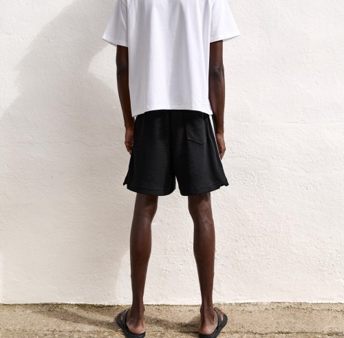 Custom Clothing Manufacturers Embroidered Logo Waffle-knit Striped Shorts