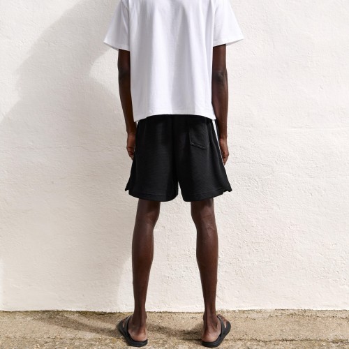 Custom Clothing Manufacturers Embroidered Logo Waffle-knit Striped Shorts