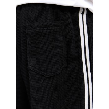 Custom Clothing Manufacturers Embroidered Logo Waffle-knit Striped Shorts