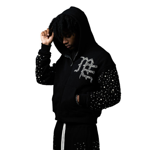 Custom Clothing Manufacturers Rhinestone Beading 100% Cotton Hoodies