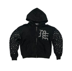 Custom Clothing Manufacturers Rhinestone Beading 100% Cotton Hoodies