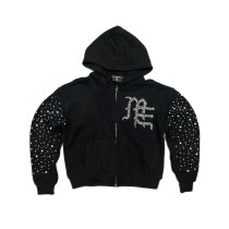 Custom Clothing Manufacturers Rhinestone Beading 100% Cotton Hoodies