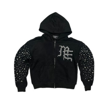 Custom Clothing Manufacturers Rhinestone Beading 100% Cotton Hoodies