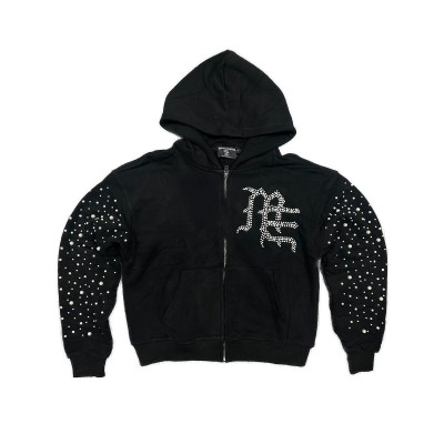 Custom Clothing Manufacturers Rhinestone Beading 100% Cotton Hoodies