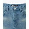 Custom Clothing Manufacturers Leather LOGO Acid Wash Denim Shorts