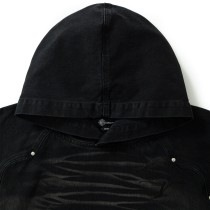 Custom Clothing Manufacturer Embroidered LOGO Acid Wash Denim Hoodies