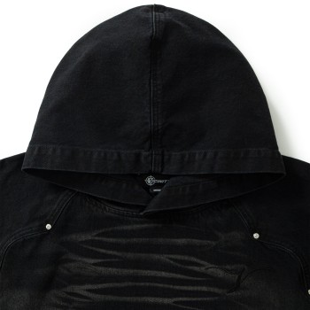 Custom Clothing Manufacturer Embroidered LOGO Acid Wash Denim Hoodies